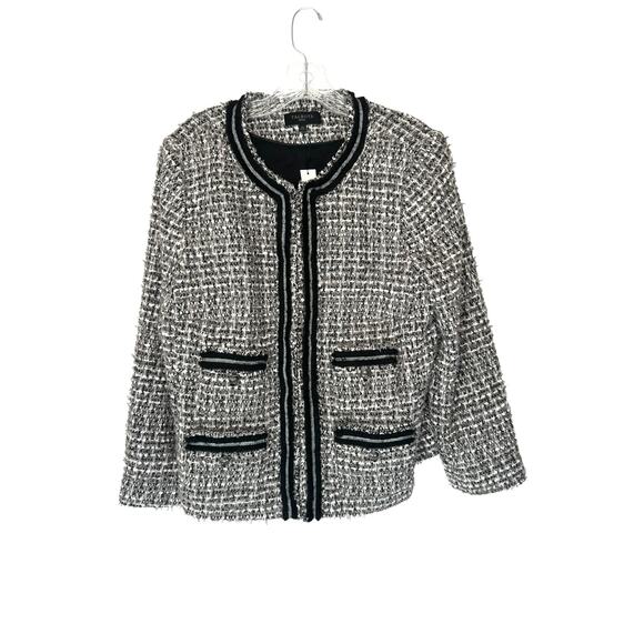Talbots Petite Blazer Gray Black Metallic Tweed Twee Office Work Career Size 18P - Picture 1 of 13